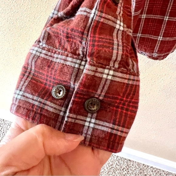 TOAD&CO Organic Cotton Wash & Wear red plaid button down shirt western men’s XL - Picture 5 of 12